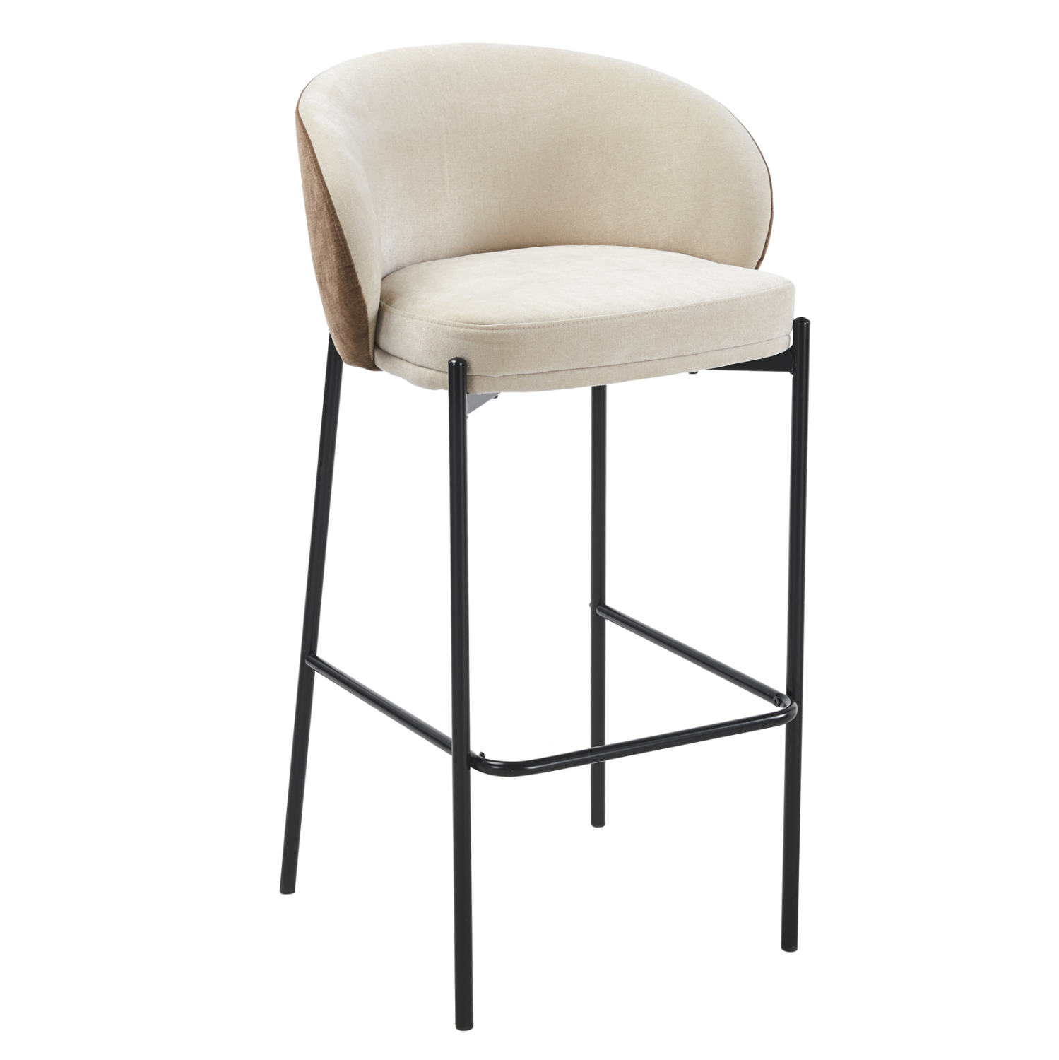 skampo-mpar-fb91843002-mpez-kafe-yfasma- ΣΚΑΜΠΟ ΜΠΑΡ DETTON HM18430.02 ΜΠΕΖ/ΚΑΦΕ ΥΦΑΣΜΑ-ΜΕΤΑΛ.ΜΑΥΡΟΣ ΣΚΕΛΕΤΟΣ 44x51x98Υεκ - Image 1