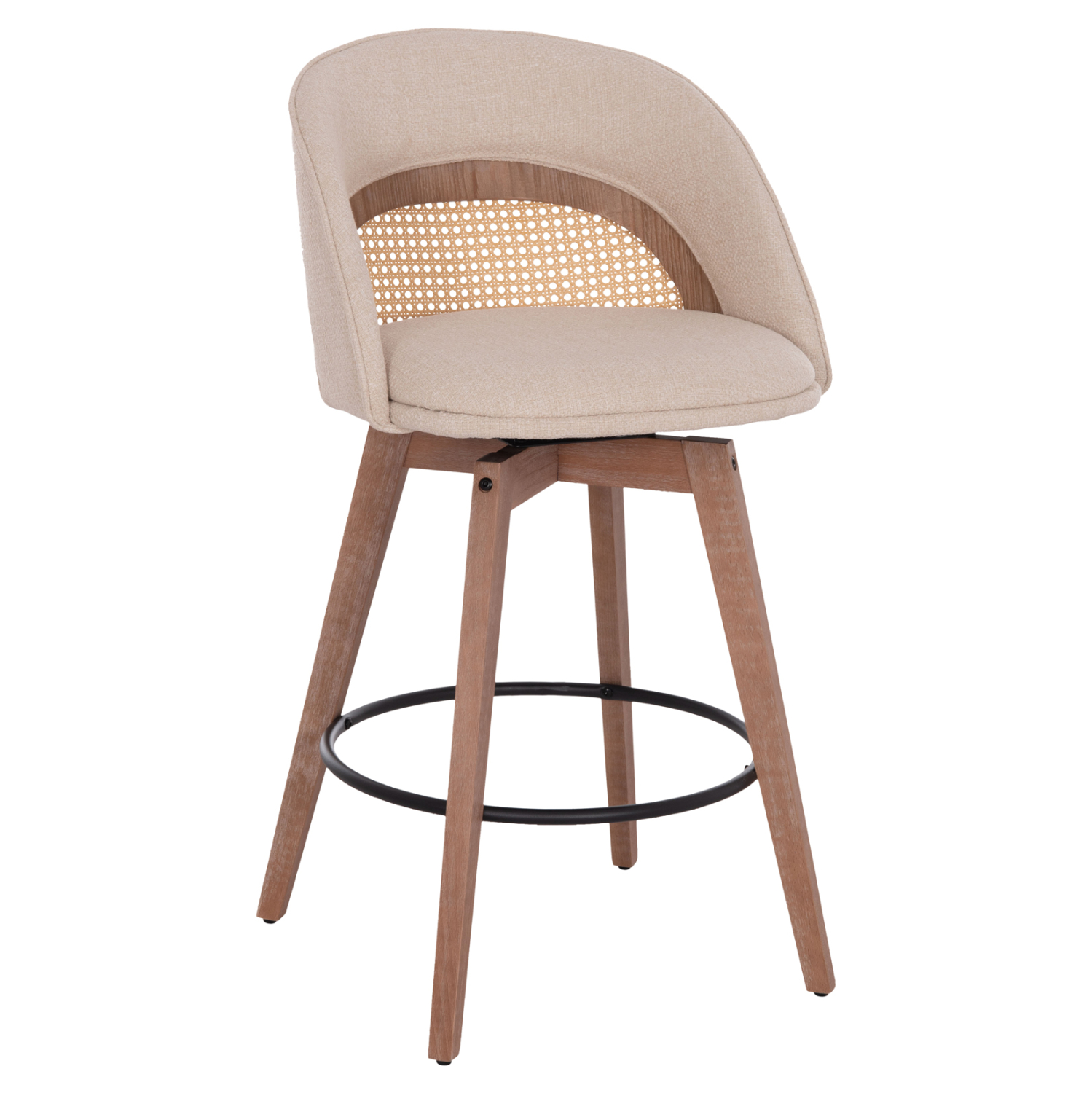 skampo-mpar-peristrefomeno-fb91825301-xy ΣΚΑΜΠΟ ΜΠΑΡ ΠΕΡΙΣΤΡΕΦΟΜΕΝΟ RIKI HM18253.01 ΞΥΛΟ--ΜΠΕΖ ΥΦΑΣΜΑ 51x53x94Υεκ. - Image 1