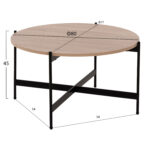ΤΡΑΠΕΖΙ ΣΑΛΟΝΙΟΥ HM9588.03 MDF ΣΟΝΑΜΑ-ΜΑΥΡΗ ΜΕΤΑΛΛΙΚΗ ΒΑΣΗ Φ80x45Υεκ. - Image 2