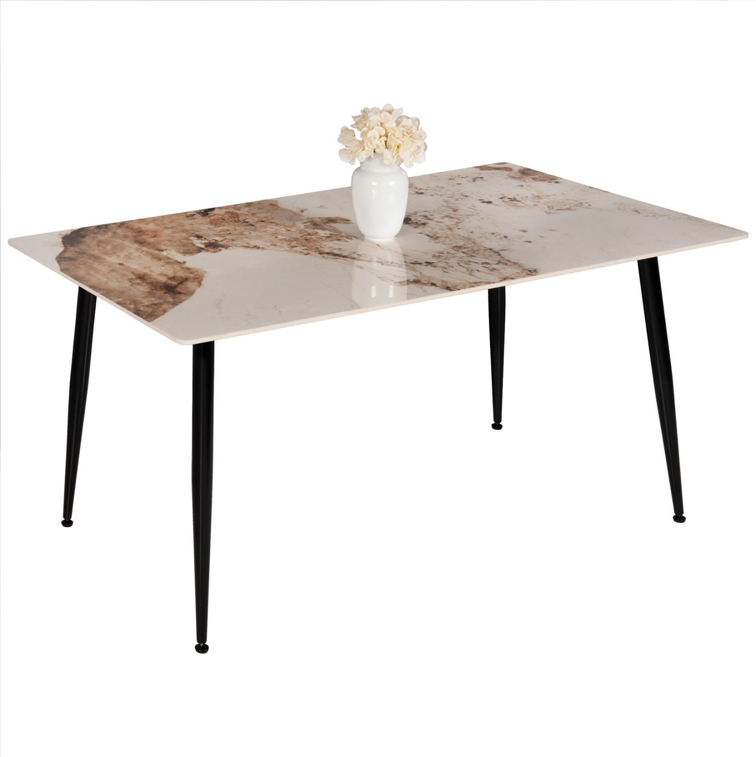 trapezi-trapezarias-sintered-stone-fb985 ΤΡΑΠΕΖΙ ΤΡΑΠΕΖΑΡΙΑΣ SINTERED STONE TOM HM8588.03 BROWN-WHITE MARBLE 160x90x76Y εκ. - Image 1