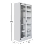 ΒΙΒΛΙΟΘΗΚΗ ΜΕ ΣΥΡΟΜΕΝΕΣ ΠΟΡΤΕΣ SIDER HM6632.02 ΜΕΤΑΛΛΙΚΗ ΛΕΥΚΗ 90x40x185Υεκ - Image 2
