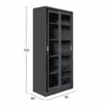 ΒΙΒΛΙΟΘΗΚΗ ΜΕ ΣΥΡΟΜΕΝΕΣ ΠΟΡΤΕΣ SIDER HM6632.01 ΜΕΤΑΛΛΙΚΗ ΜΑΥΡΗ 90x40x185Υεκ - Image 2