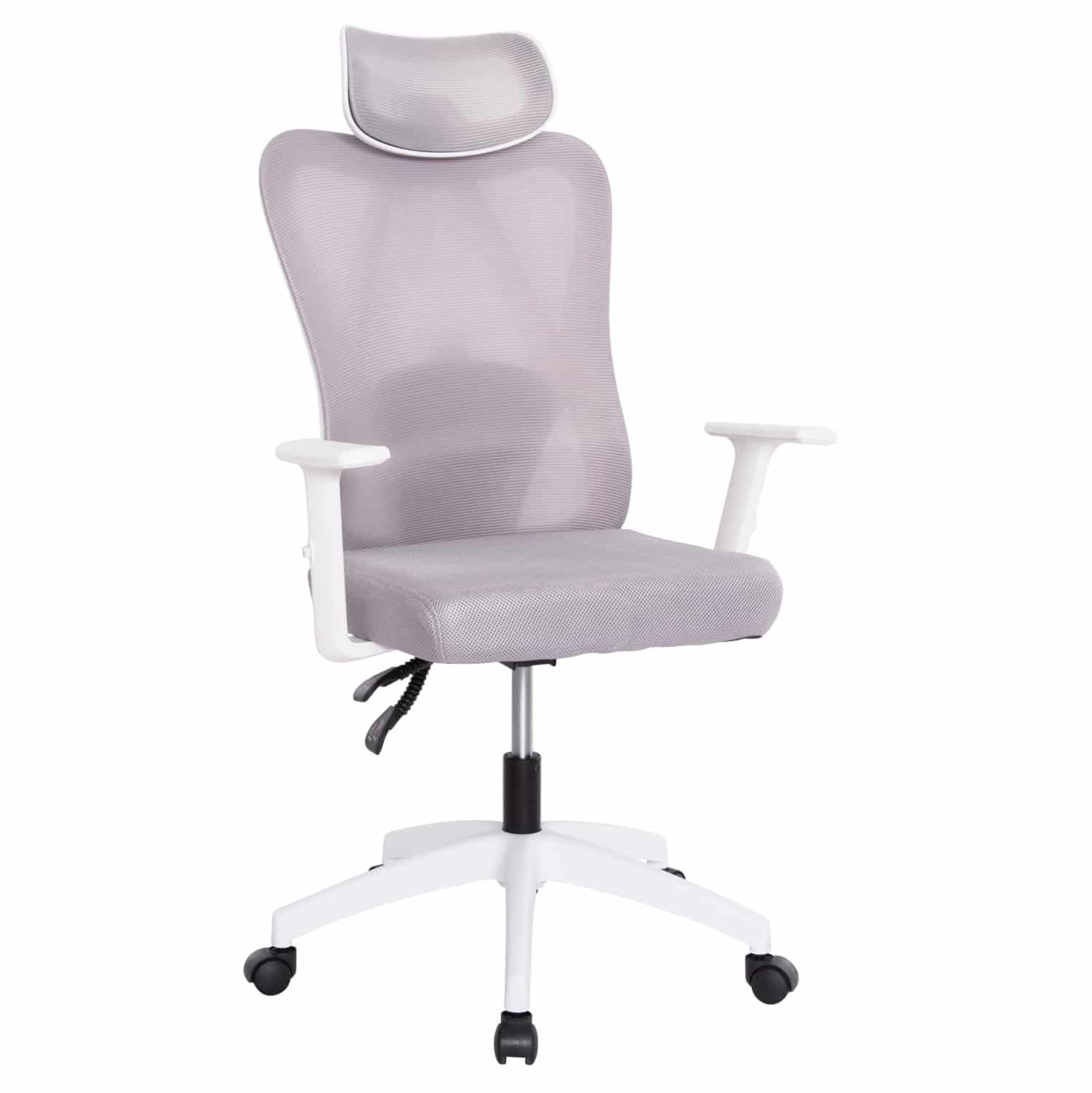 karekla-grafeioy-fb9119502-gkri-mesh-pp- ΚΑΡΕΚΛΑ ΓΡΑΦΕΙΟΥ MEXER HM1195.02 ΓΚΡΙ MESH-PP ΒΑΣΗ-ΣΚΕΛΕΤΟΣ ΛΕΥΚΟΣ 68x70x136Υεκ. - Image 1
