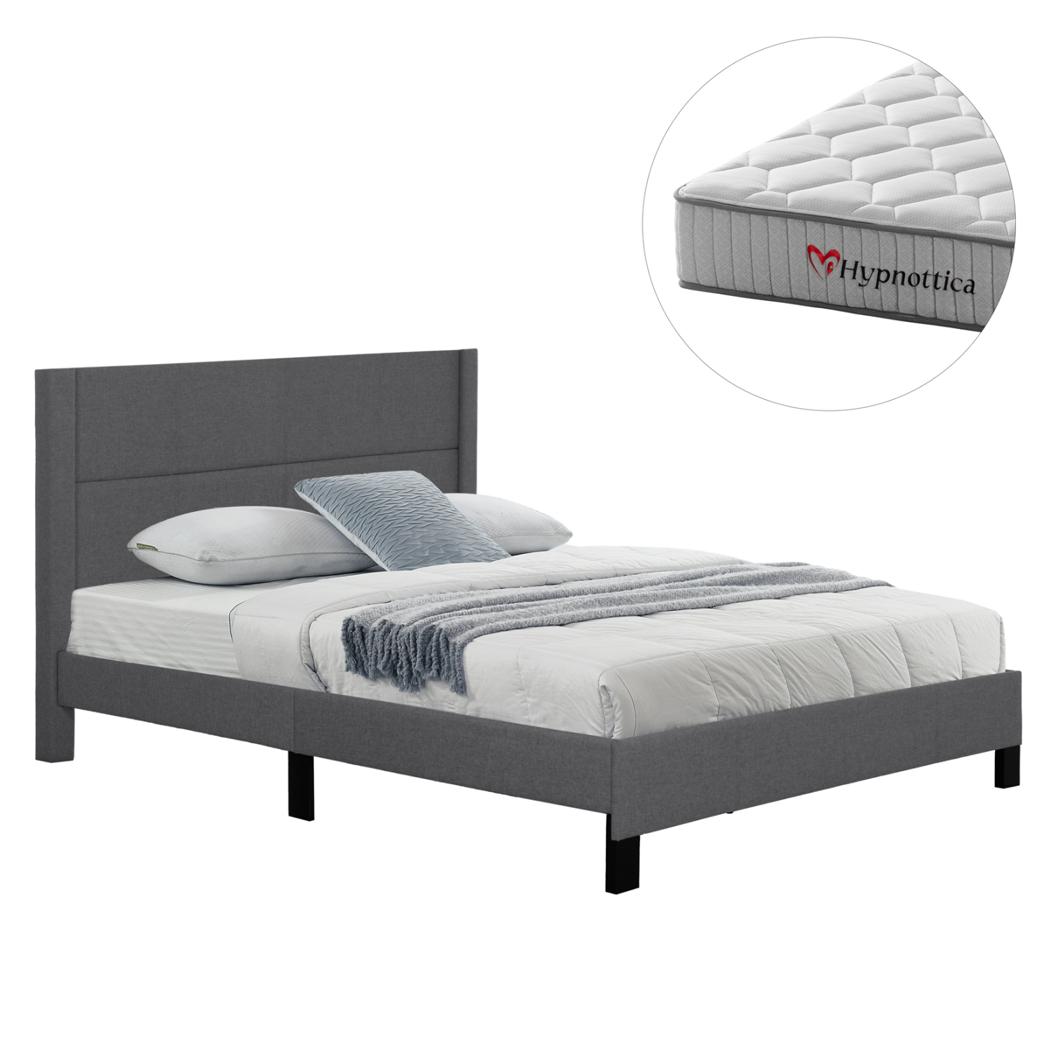 krebati-diplo-stroma-fb91076301-gkri-yfa ΚΡΕΒΑΤΙ ΔΙΠΛΟ & ΣΤΡΩΜΑ TRILLOP HM10763.01 ΓΚΡΙ ΥΦΑΣΜΑ--ΓΙΑ 160x200εκ - Image 1