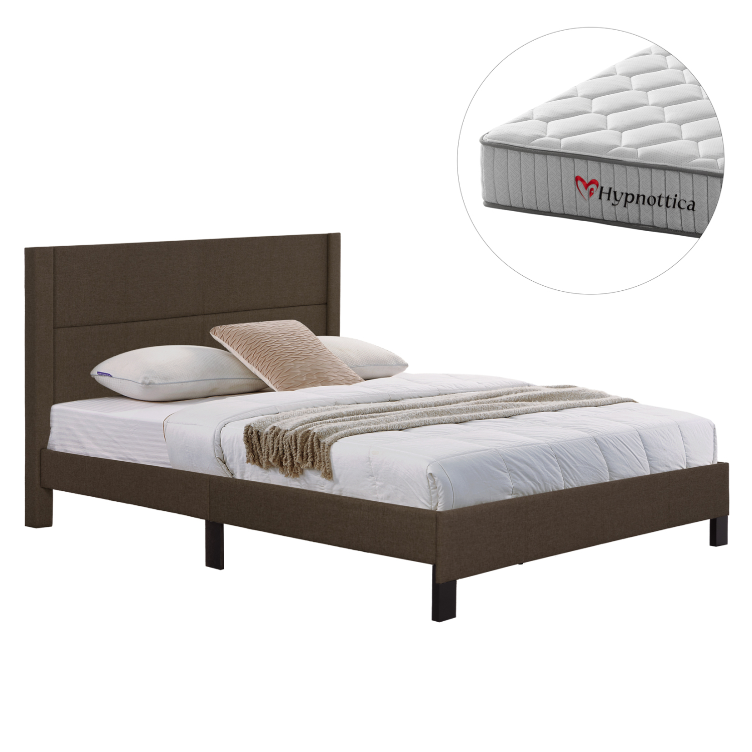 krebati-diplo-stroma-fb91076302-kafe-yfa ΚΡΕΒΑΤΙ ΔΙΠΛΟ & ΣΤΡΩΜΑ TRILLOP HM10763.02 ΚΑΦΕ ΥΦΑΣΜΑ--ΓΙΑ 160x200εκ - Image 1