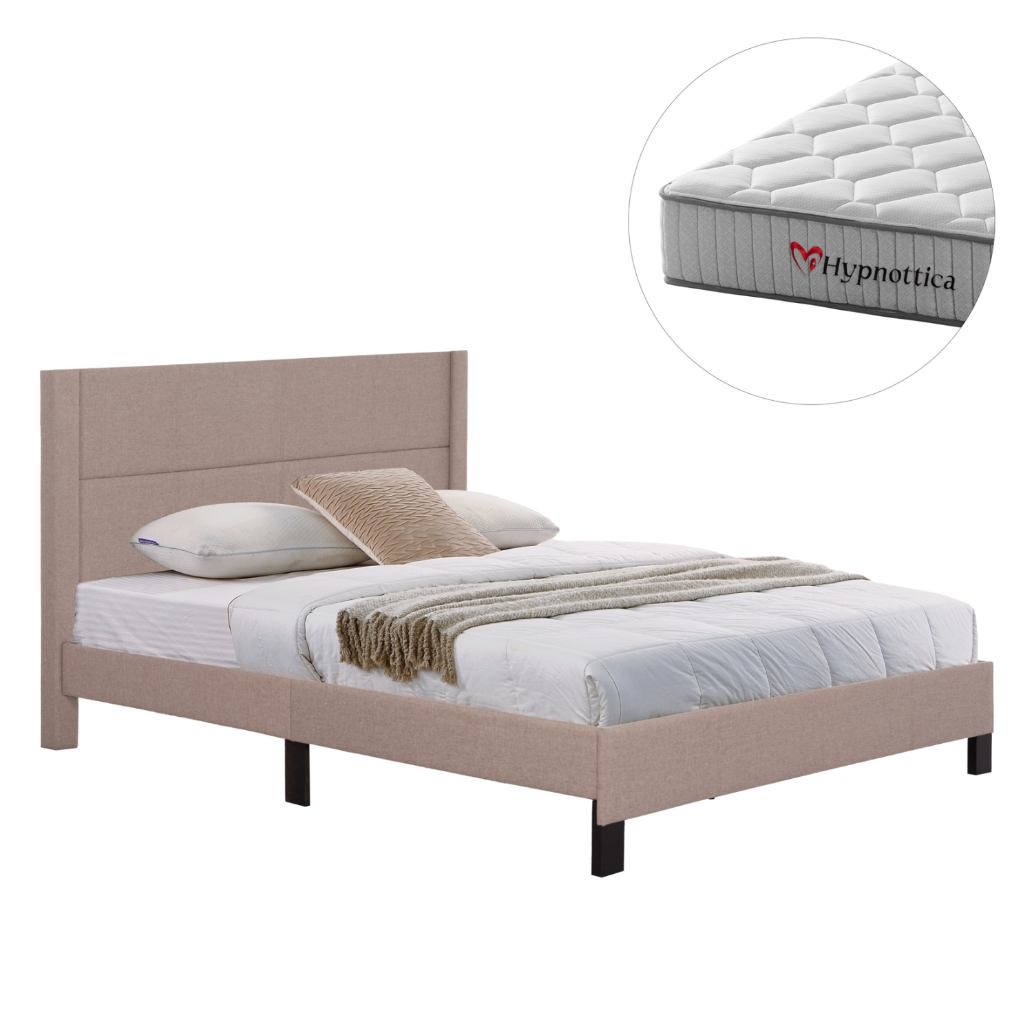 krebati-diplo-stroma-fb91076303-mpez-yfa ΚΡΕΒΑΤΙ ΔΙΠΛΟ & ΣΤΡΩΜΑ TRILLOP HM10763.03 ΜΠΕΖ ΥΦΑΣΜΑ--ΓΙΑ 160x200εκ - Image 1