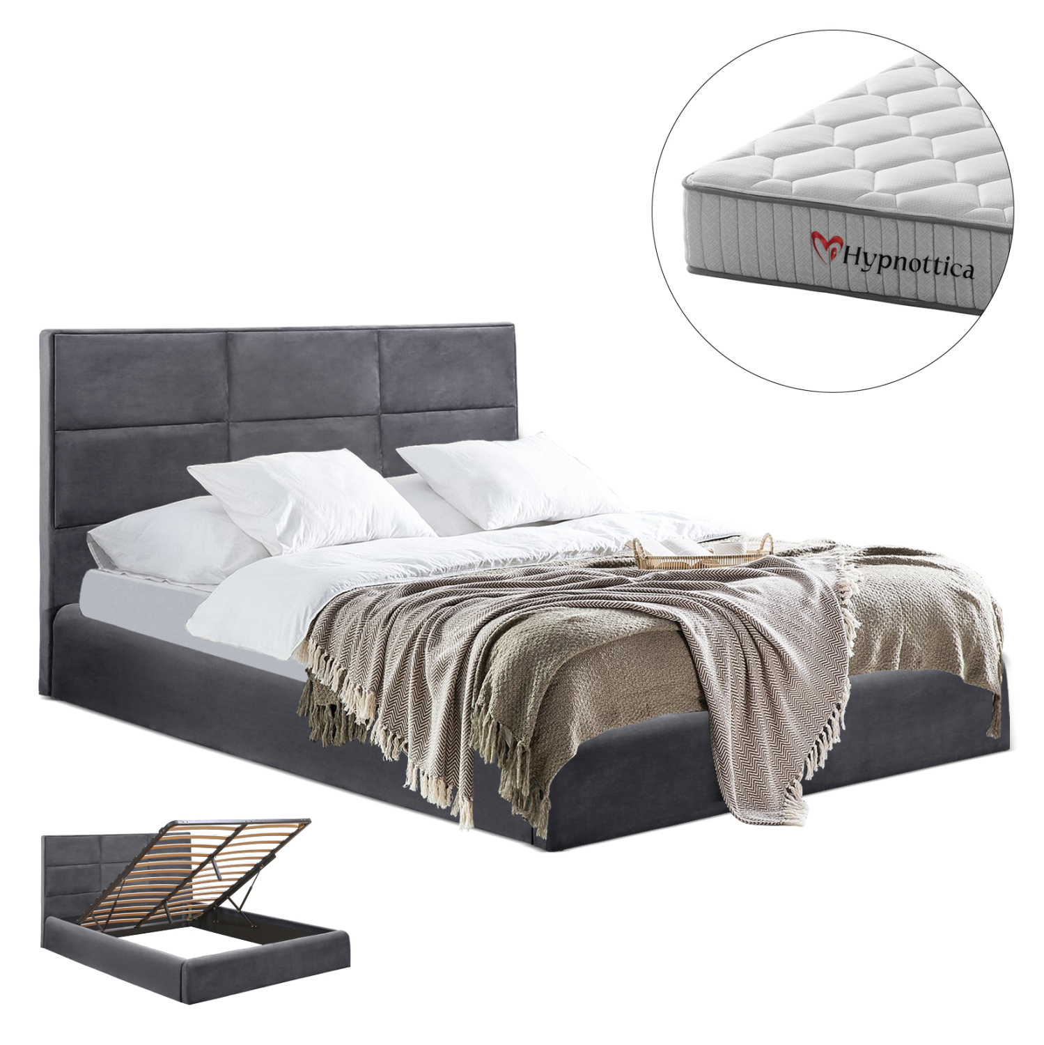krebati-me-stroma-apothchoro-fb91076501- ΚΡΕΒΑΤΙ ΜΕ ΣΤΡΩΜΑ & ΑΠΟΘ.ΧΩΡΟ BRILEY HM10765.01 ΓΚΡΙ ΒΕΛΟΥΔΟ--ΓΙΑ ΣΤΡΩΜΑ 160x200εκ - Image 1