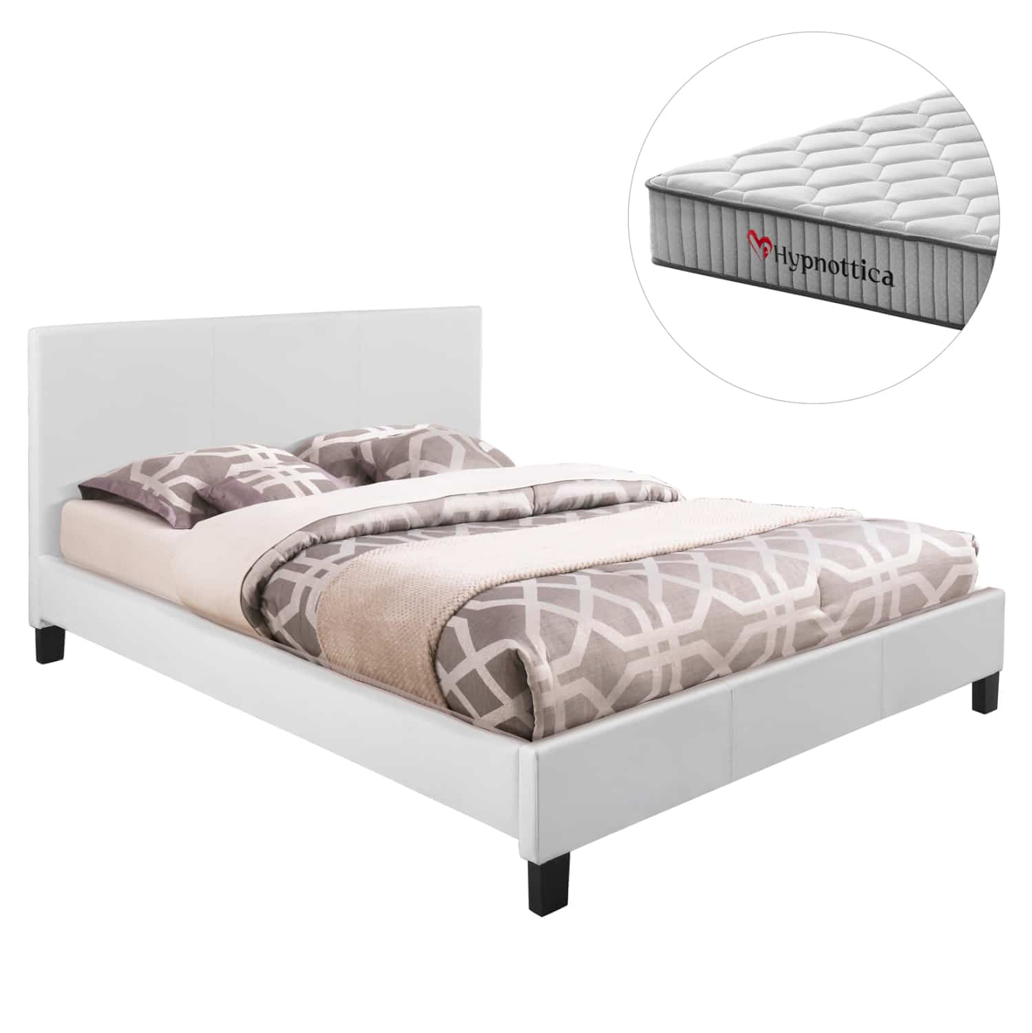 krebati-me-stroma-fb91076001-leyko-pu-gi ΚΡΕΒΑΤΙ ΜΕ ΣΤΡΩΜΑ BECCA HM10760.01 ΛΕΥΚΟ PU--ΓΙΑ 150x200εκ - Image 1