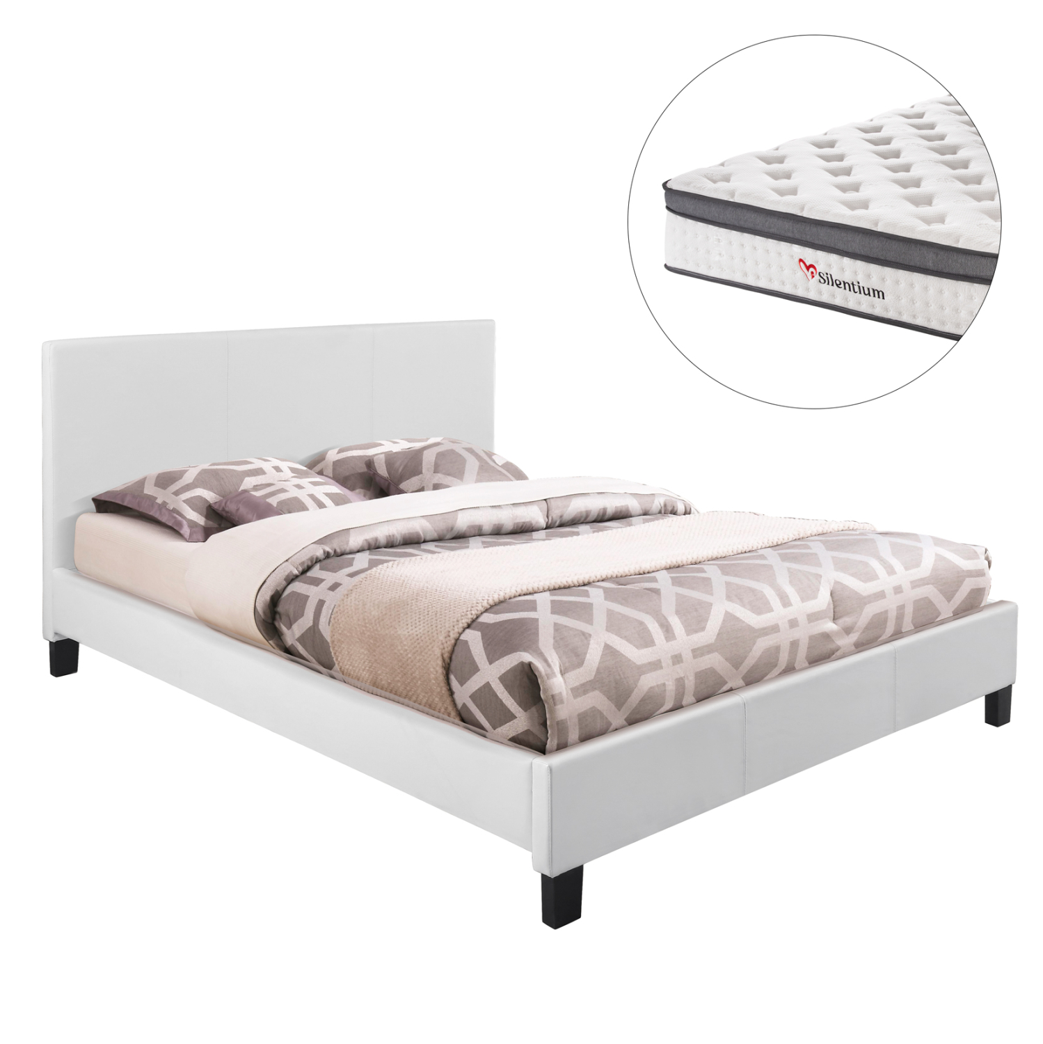 krebati-me-stroma-fb91080301-leyko-pu-gi ΚΡΕΒΑΤΙ ΜΕ ΣΤΡΩΜΑ BECCA HM10803.01 ΛΕΥΚΟ PU--ΓΙΑ 150x200εκ - Image 1