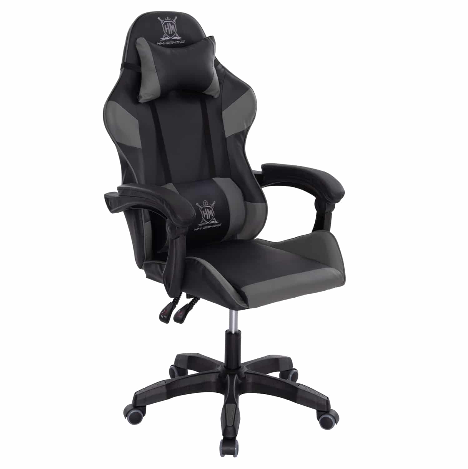 polythrona-gaming-fb9120310-mayro-gkri-p ΠΟΛΥΘΡΟΝΑ GAMING DARREN HM1203.10 ΜΑΥΡΟ-ΓΚΡΙ PVC 60x60x120Υεκ. - Image 1