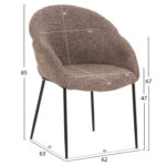 ΣΕΤ ΤΡΑΠΕΖΑΡΙΑΣ 7ΤΜΧ MANDY HM10957.03 MDF TOP--ΥΦΑΣΜΑ TAUPE & ΜΕΤΑΛ.ΠΟΔΙΑ - Image 3