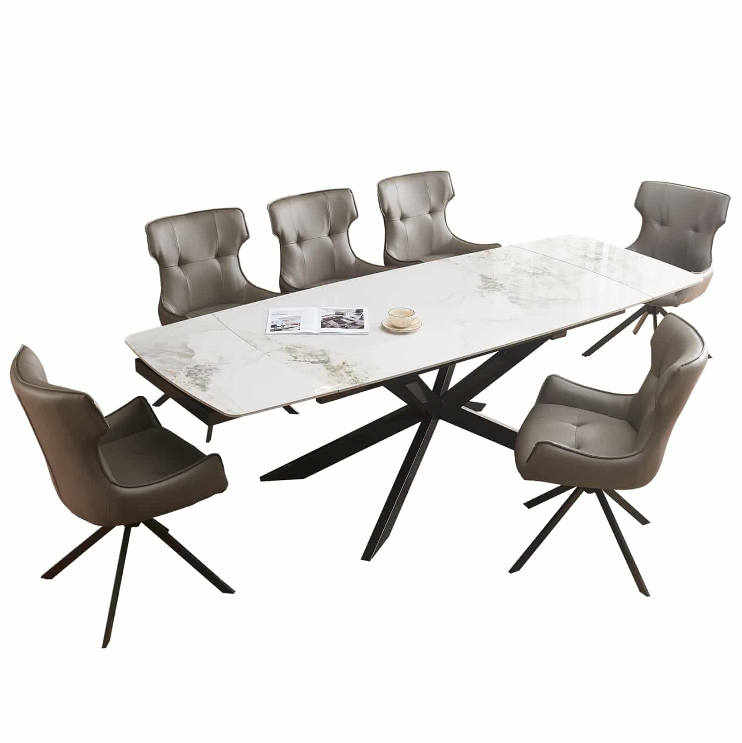 set-trapezarias-7tmch-fb921358-keramiko- ΣΕΤ ΤΡΑΠΕΖΑΡΙΑΣ 7ΤΜΧ AIRA HM21358 ΚΕΡΑΜΙΚΟ ΕΠΕΚΤΕΙΝΟΜΕΝΟ TOP--PU ΣΕ ΓΚΡΙ - Image 1
