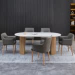 ΣΕΤ ΤΡΑΠΕΖΑΡΙΑΣ 7ΤΜΧ MELLOW HM21360 ΚΕΡΑΜΙΚΟ TOP/MDF ΠΟΔΙΑ--PU ΓΚΡΙ/ΜΕΤΑΛ.ΠΟΔΙΑ - Image 2