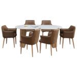 ΣΕΤ ΤΡΑΠΕΖΑΡΙΑΣ 7ΤΜΧ MELLOW HM21361 ΚΕΡΑΜΙΚΟ TOP/MDF ΠΟΔΙΑ--PU ΚΑΦΕ/ΜΕΤΑΛ.ΠΟΔΙΑ