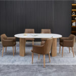 ΣΕΤ ΤΡΑΠΕΖΑΡΙΑΣ 7ΤΜΧ MELLOW HM21361 ΚΕΡΑΜΙΚΟ TOP/MDF ΠΟΔΙΑ--PU ΚΑΦΕ/ΜΕΤΑΛ.ΠΟΔΙΑ - Image 2