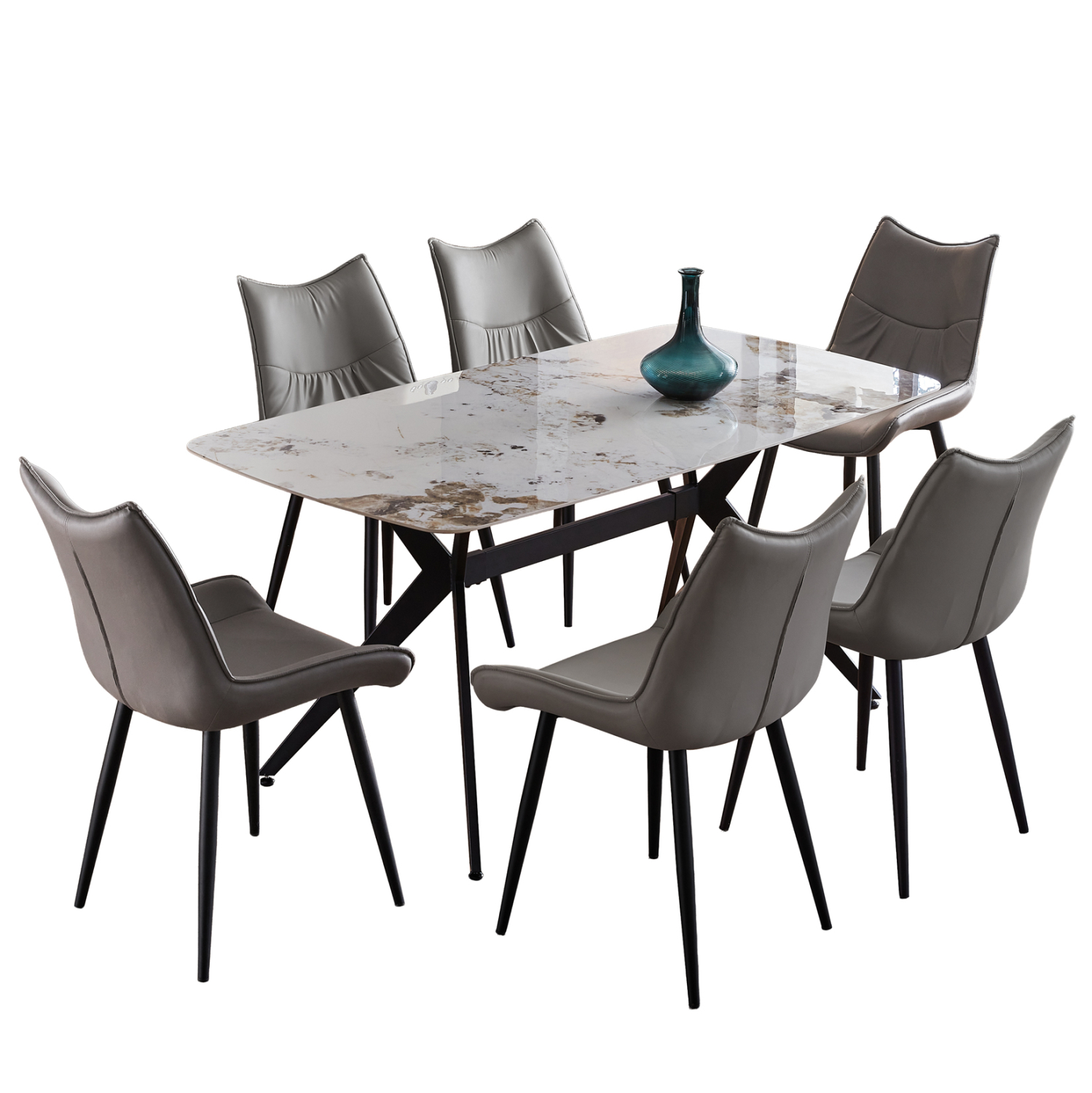 set-trapezarias-7tmch-fb921364-keramiko- ΣΕΤ ΤΡΑΠΕΖΑΡΙΑΣ 7ΤΜΧ AIKA HM21364 ΚΕΡΑΜΙΚΟ TOP/ΜΕΤΑΛ. ΠΟΔΙΑ--PU ΓΚΡΙ/ΜΕΤΑΛ.ΠΟΔΙΑ - Image 1