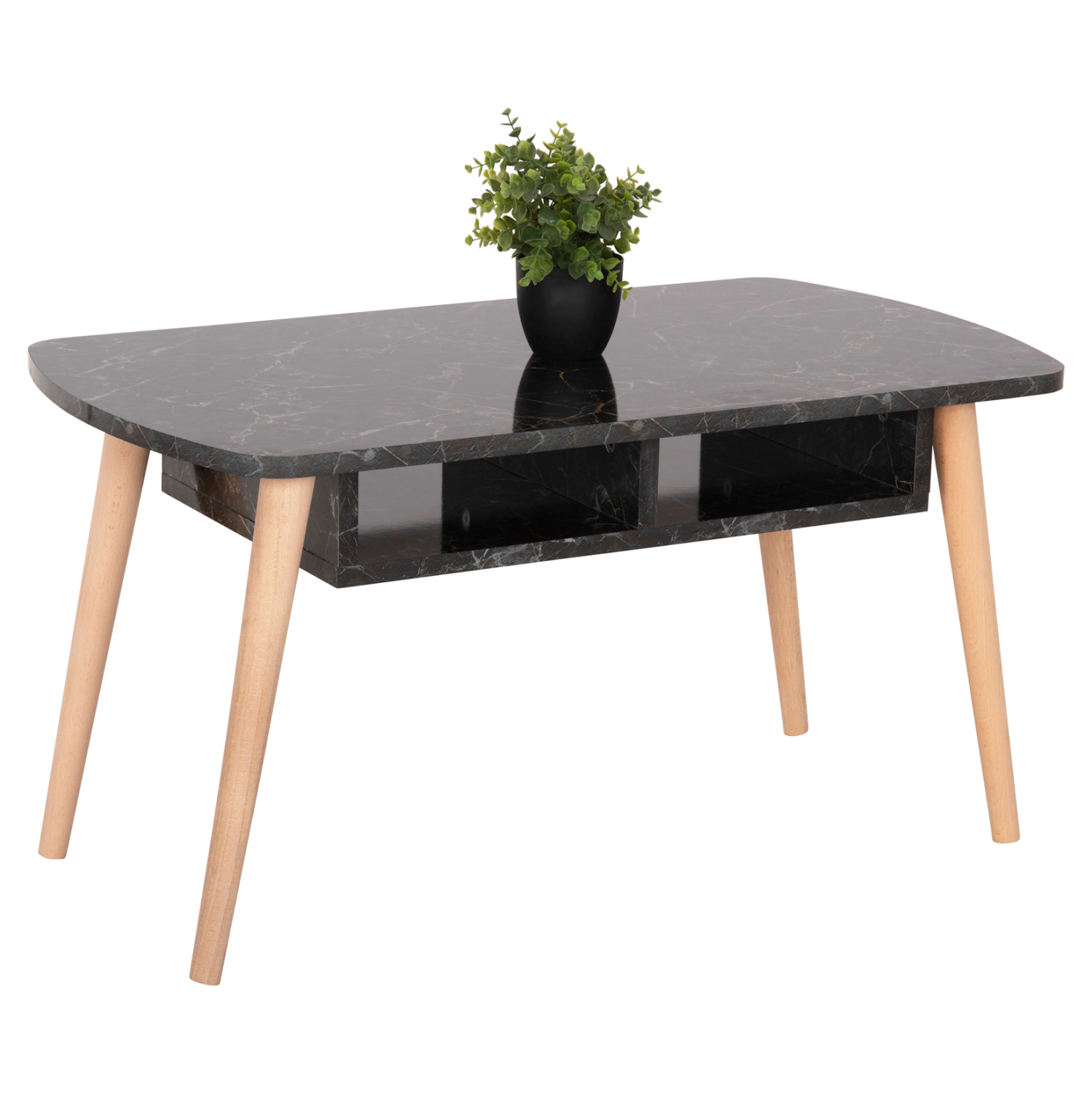trapezi-salonioy-fb91817802-melamini-may ΤΡΑΠΕΖΙ ΣΑΛΟΝΙΟΥ SLIVEN HM18178.02 ΜΕΛΑΜΙΝΗ ΜΑΥΡΟ ΜΑΡΜΑΡΟ-ΠΟΔΙΑ ΦΥΣΙΚΟ 90x50x47,5Υεκ - Image 1